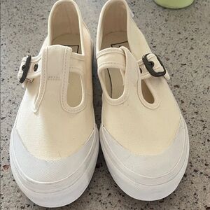 Vans Cream Canvas Mary Jane Sneakers with Buckle